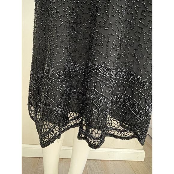 Scala Silk Dress XXL Cocktail Sequins Heavy Beading Formal Evening Sheer Vintage - Picture 10 of 14